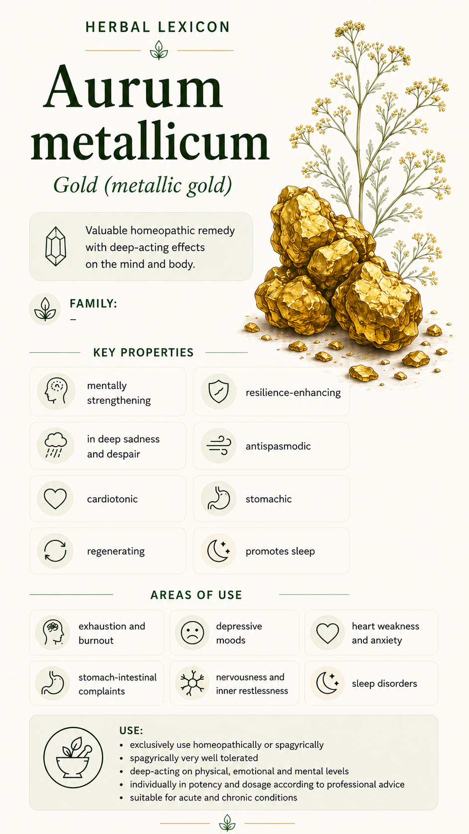 Aurum metallicum: Properties, Uses & Effects