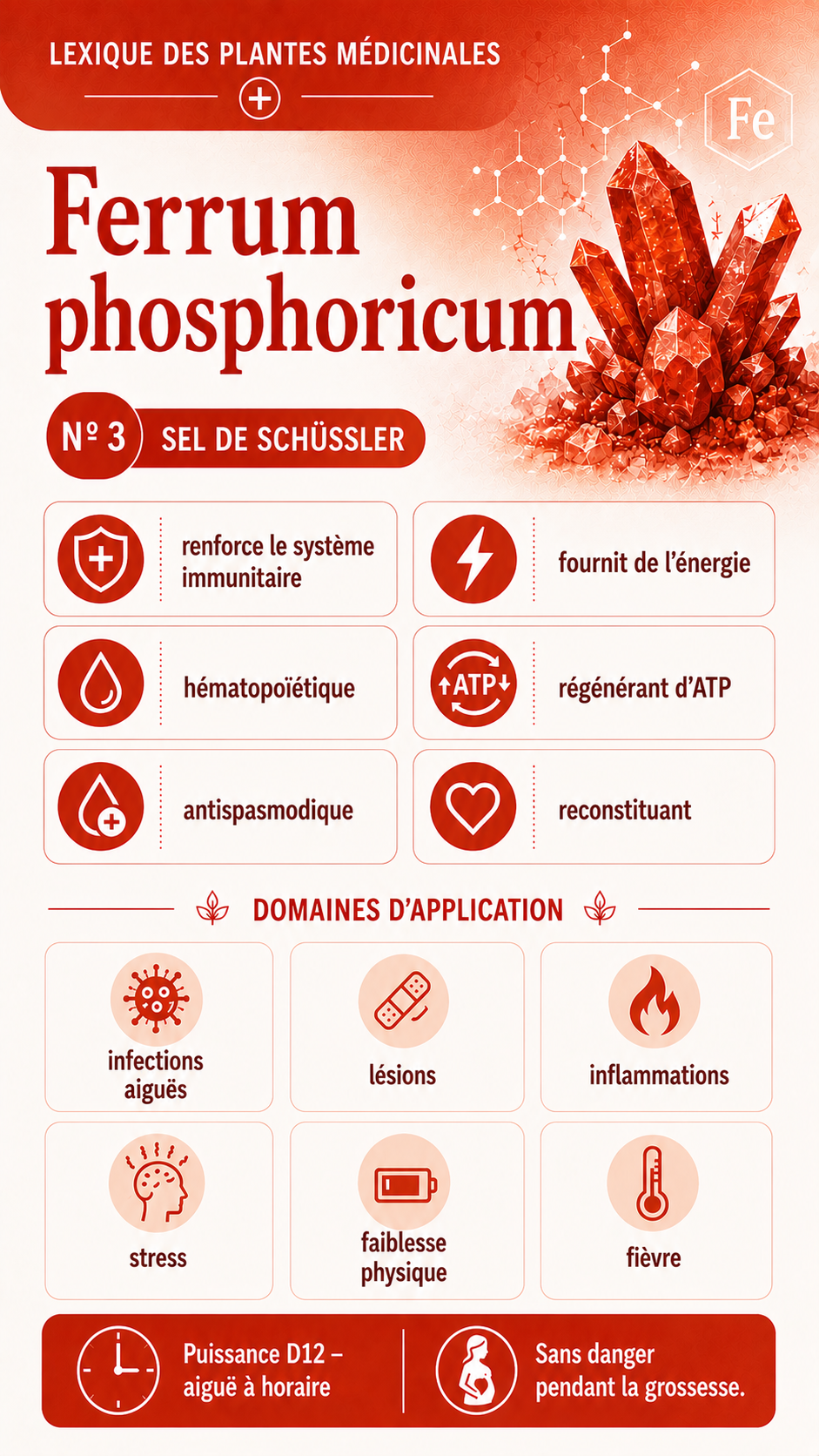 Ferrum phosphoricum : propriétés, utilisation et effets
