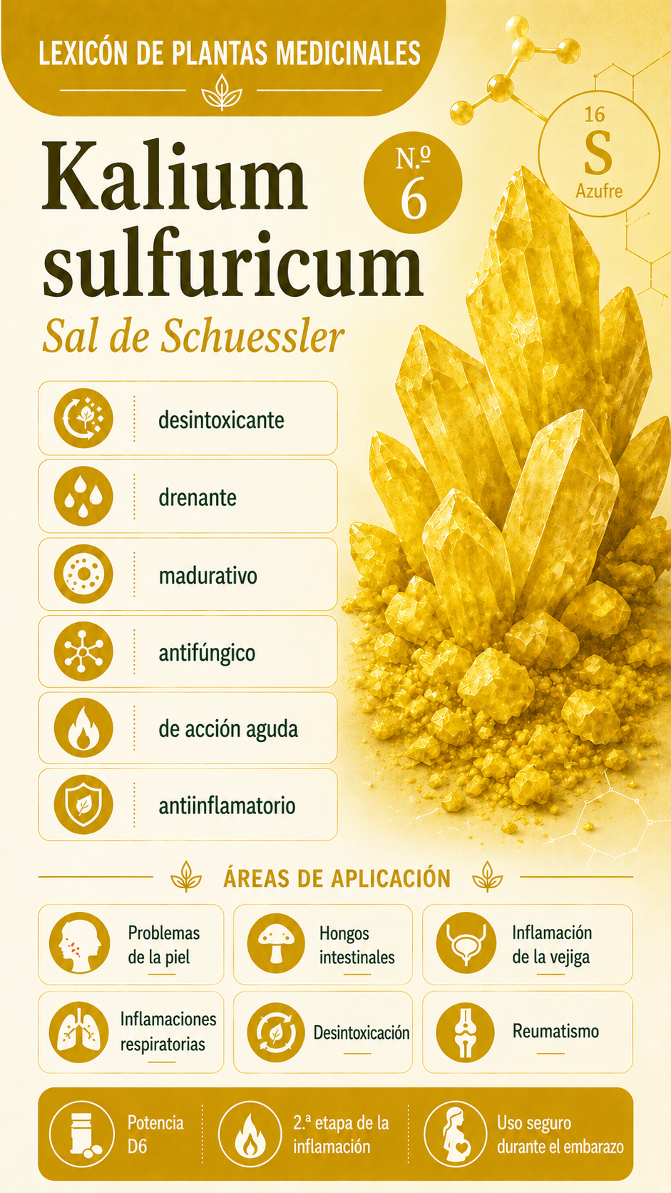 Kalium sulfuricum: propiedades, uso y efectos