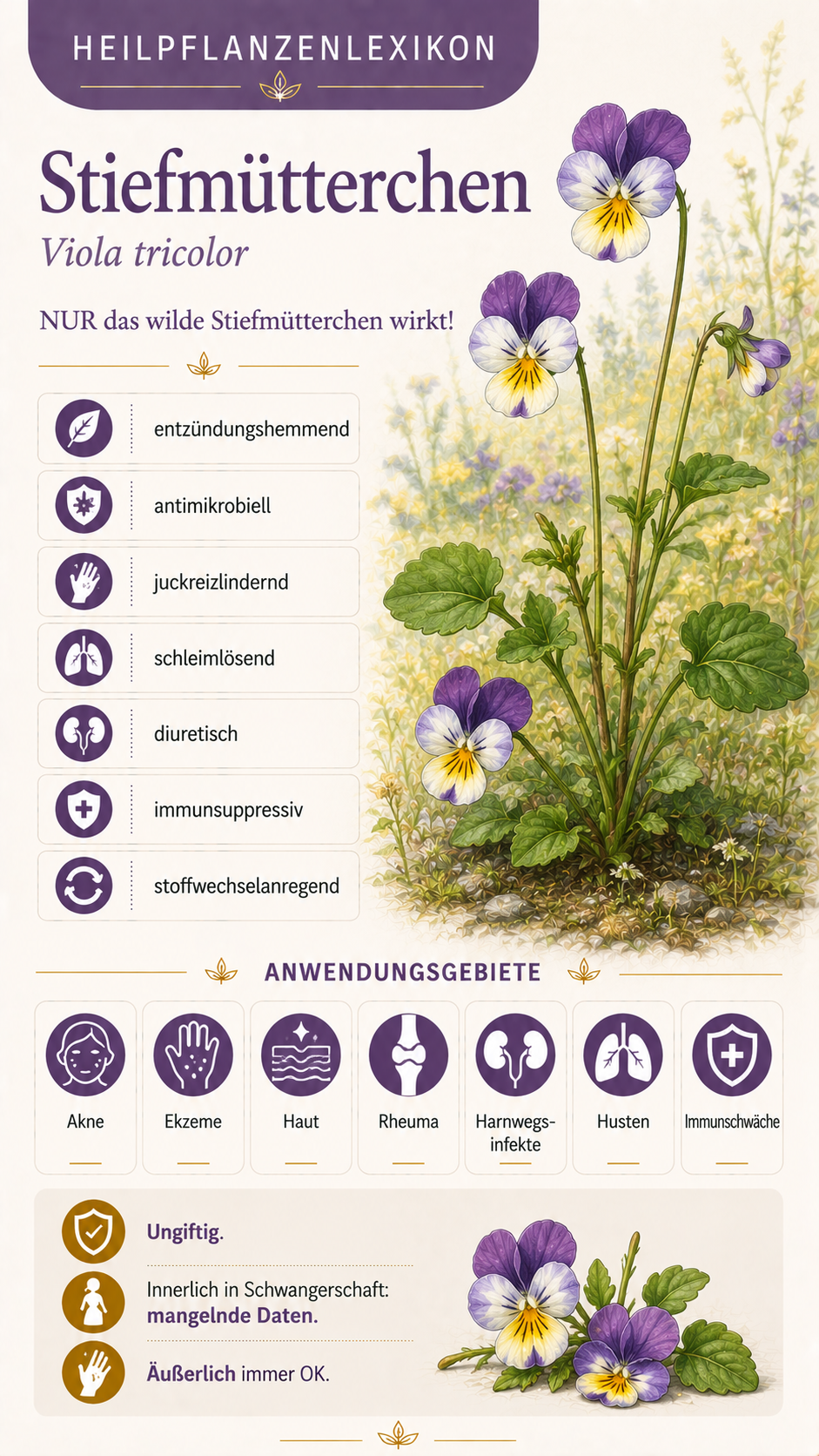 Stiefmütterchen: Eigenschaften, Anwendung & Wirkung