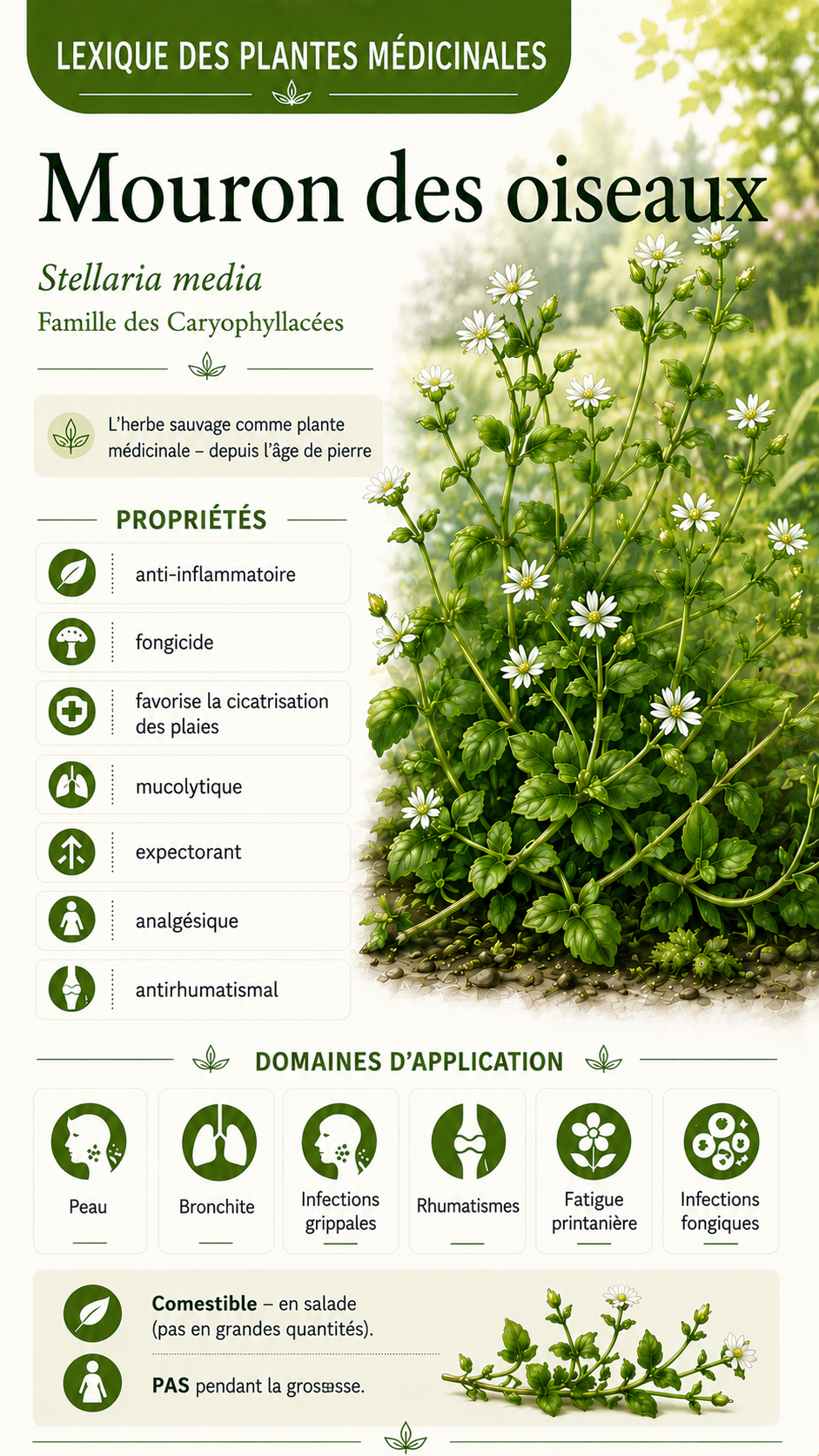 Mouron des oiseaux (Stellaria media) : propriétés, utilisation et effets