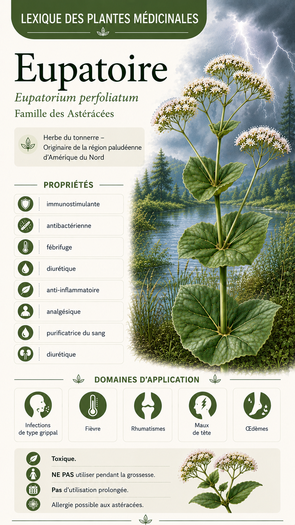 Eupatoire perforée (Eupatorium perfoliatum) : propriétés, utilisation et effets