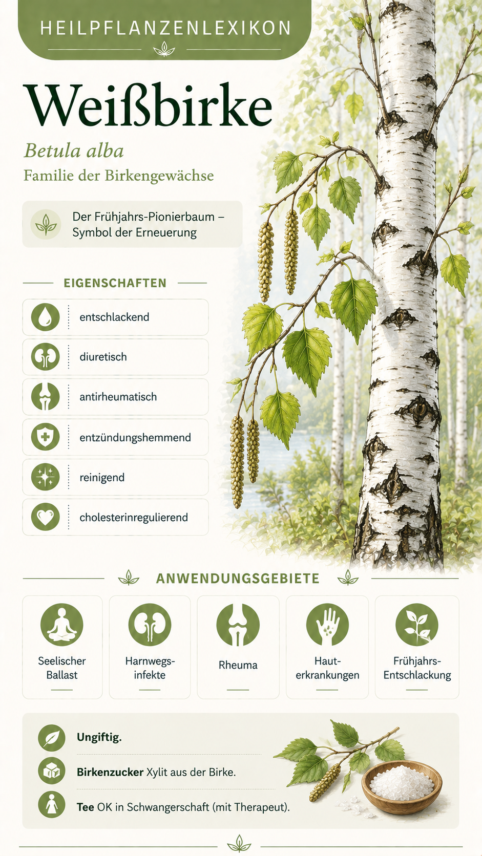Weissbirke (Betula alba): Eigenschaften, Anwendung & Wirkung
