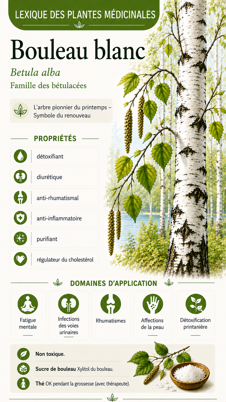 Bouleau blanc (Betula alba) : propriétés, utilisation et effets