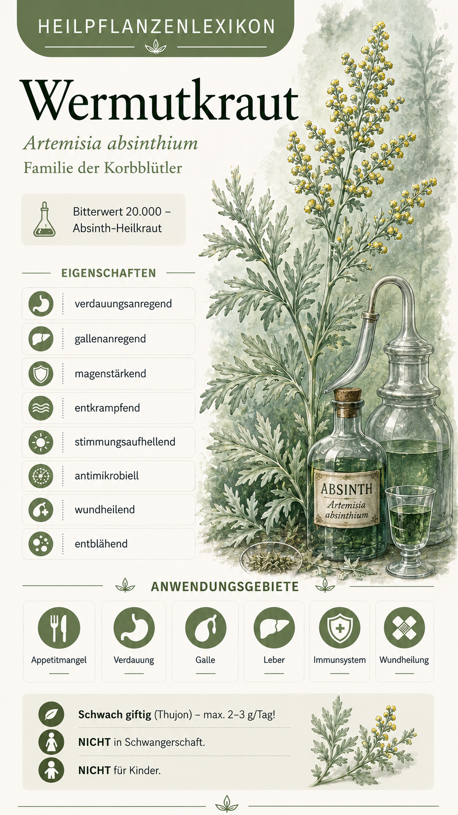 Wermutkraut (Artemisia absinthium): Eigenschaften, Anwendung & Wirkung
