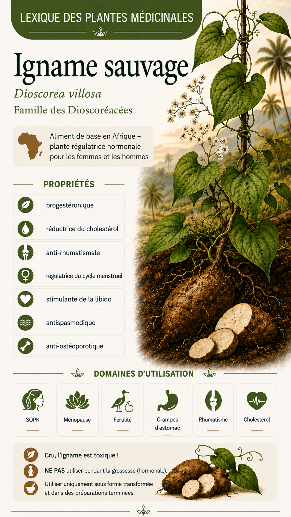 Igname sauvage (Dioscorea villosa) : propriétés, utilisation et effets