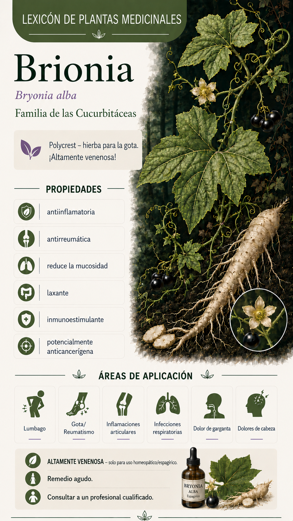 Brionia: propiedades, uso y efectos