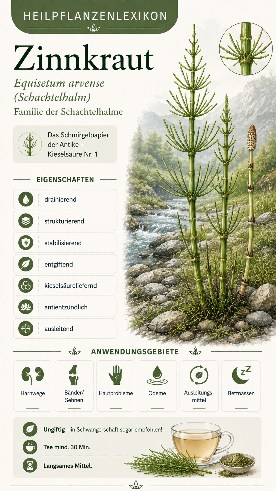 Zinnkraut (Equisetum arvense): Eigenschaften, Anwendung & Wirkung