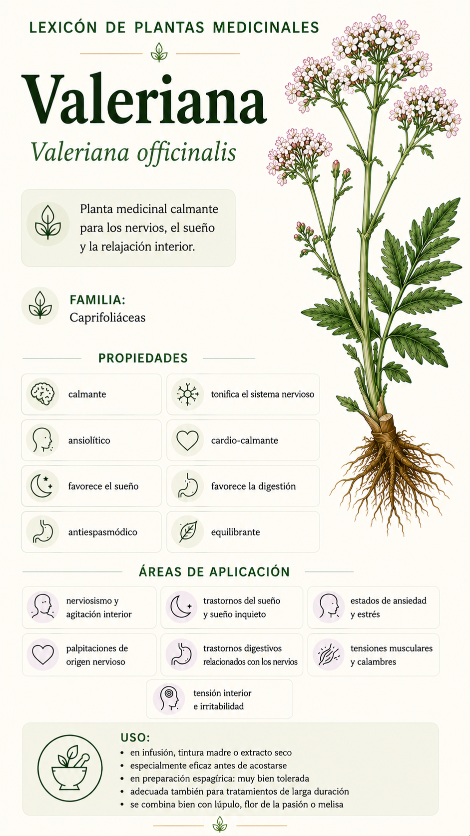 Valeriana: propiedades, usos y efectos