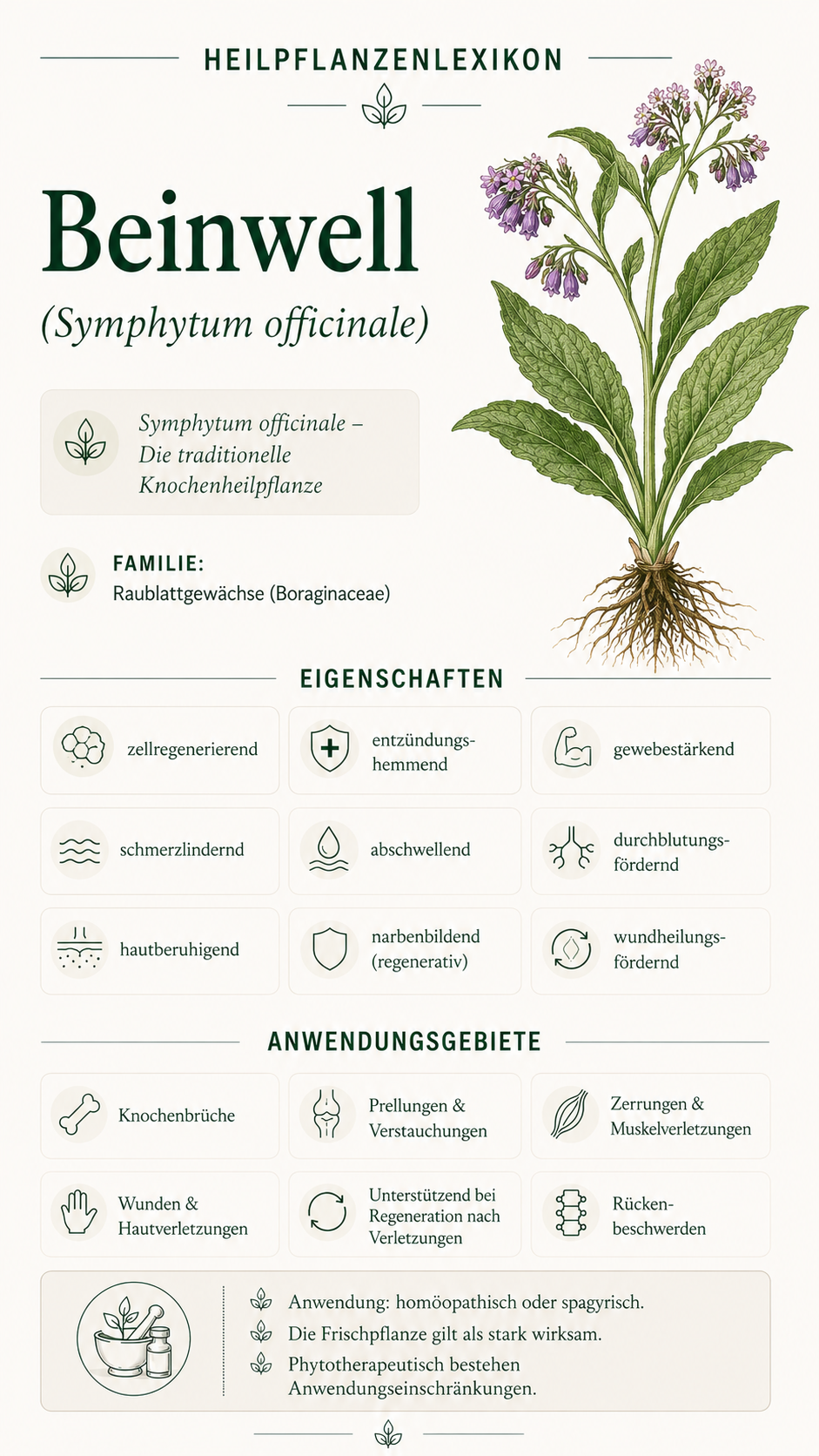 Echter Beinwell: Eigenschaften, Anwendung & Wirkung