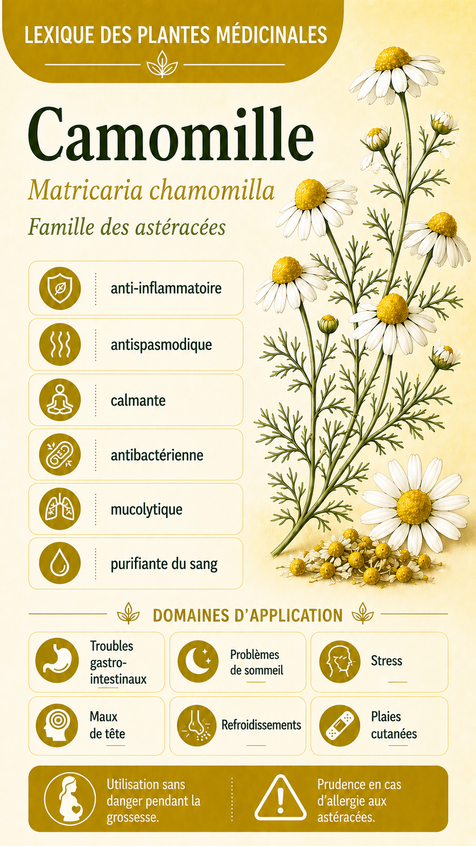Camomille véritable : propriétés, utilisation et effets