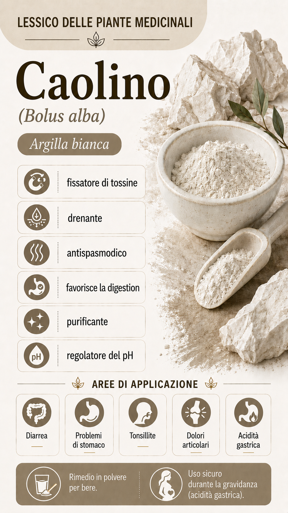 Caolino: proprietà, uso ed effetti