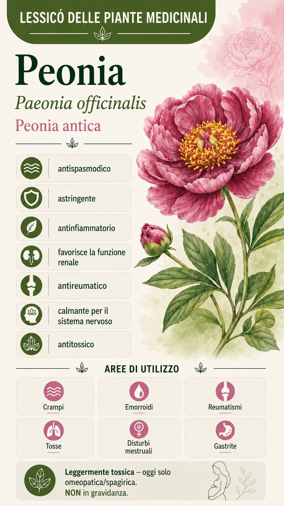 Peonia: proprietà, uso ed effetti