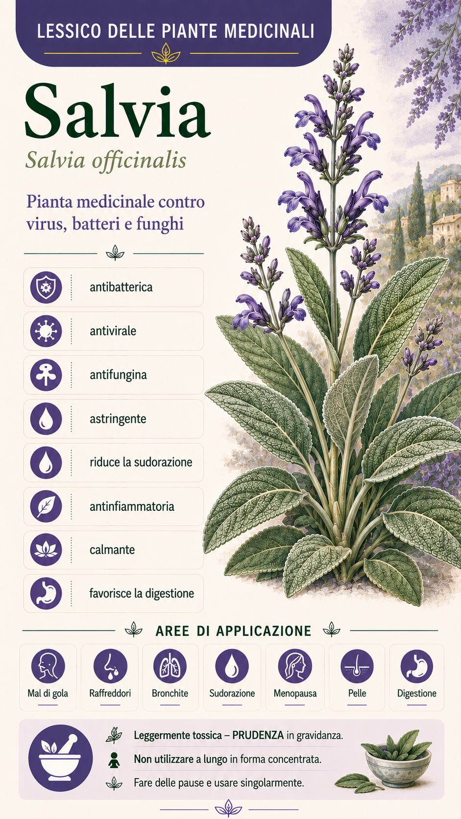 Salvia: proprietà, uso ed effetti