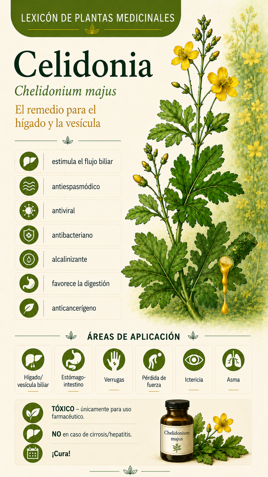Celidonia: propiedades, usos y efectos