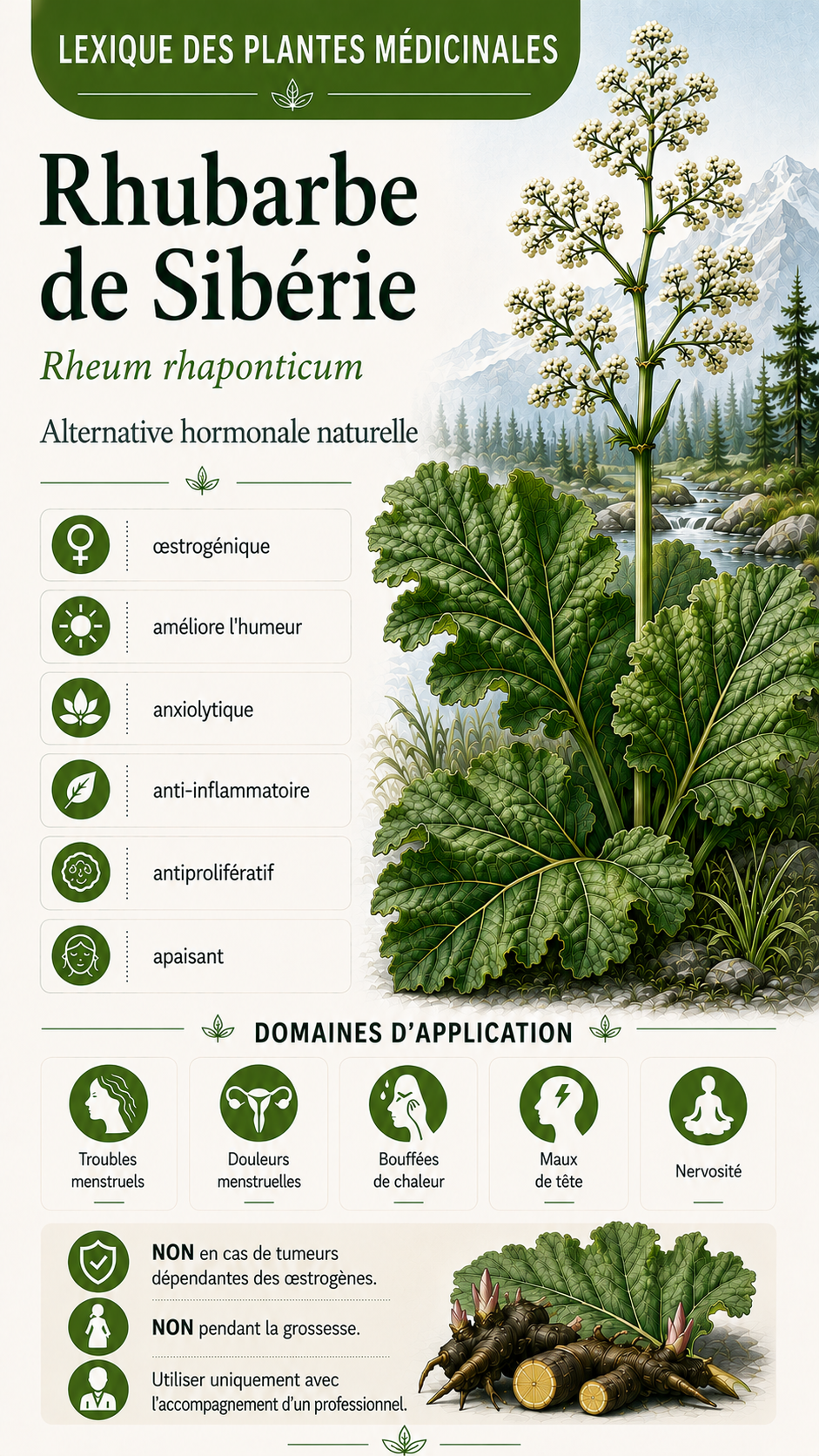 Rhubarbe de Sibérie : propriétés, utilisation et effets