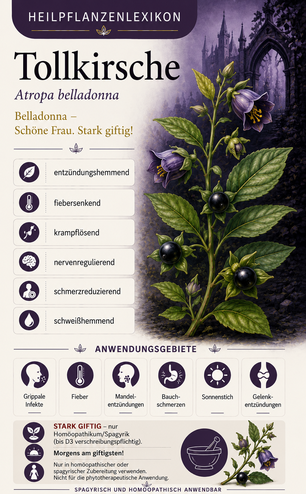 Tollkirsche (Atropa belladonna): Eigenschaften, Anwendung & Wirkung