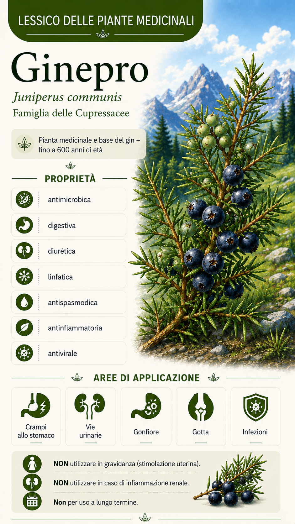 Ginepro (Juniperus communis): proprietà, uso ed effetti