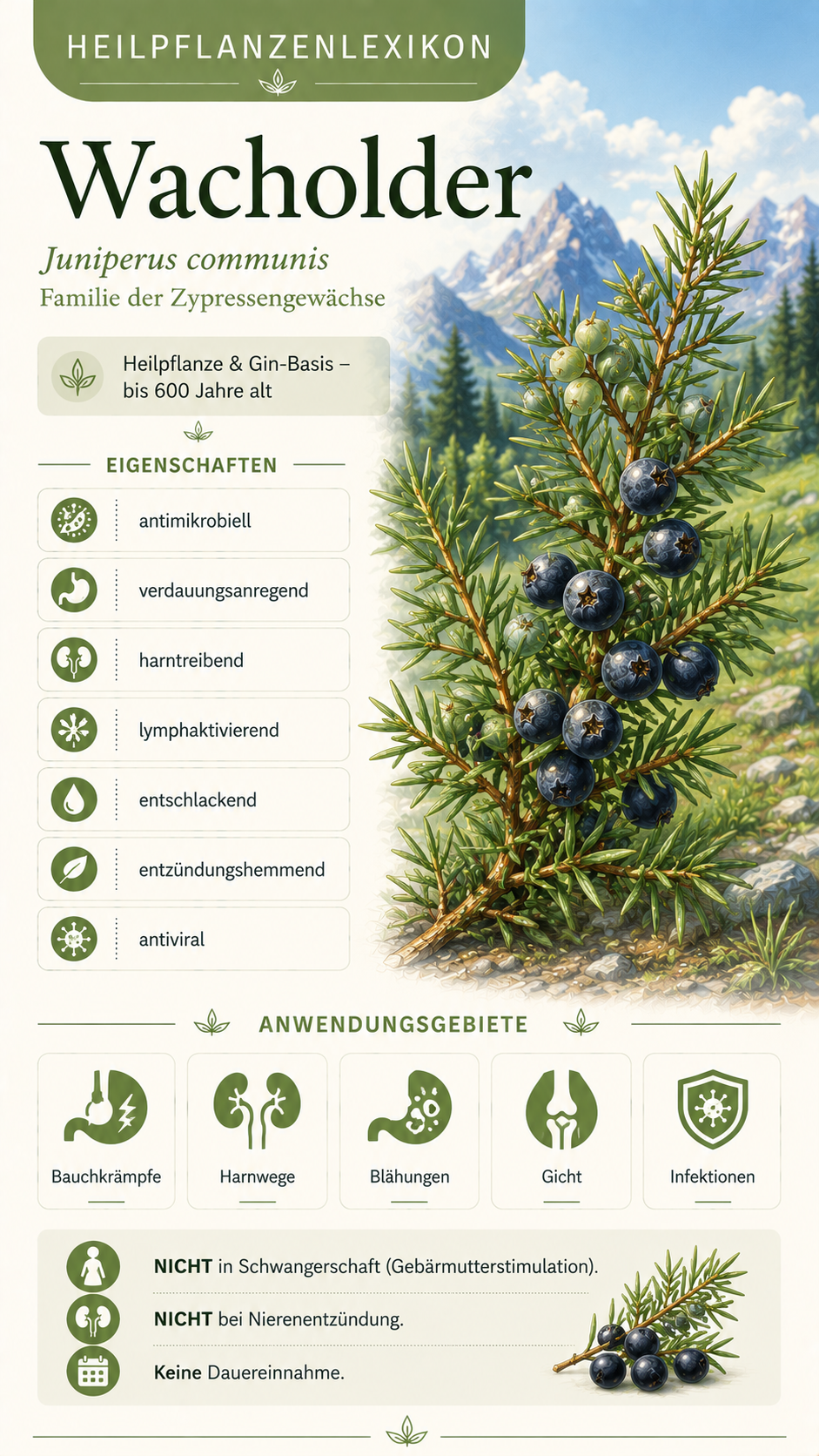 Wacholder (Juniperus communis): Eigenschaften, Anwendung & Wirkung