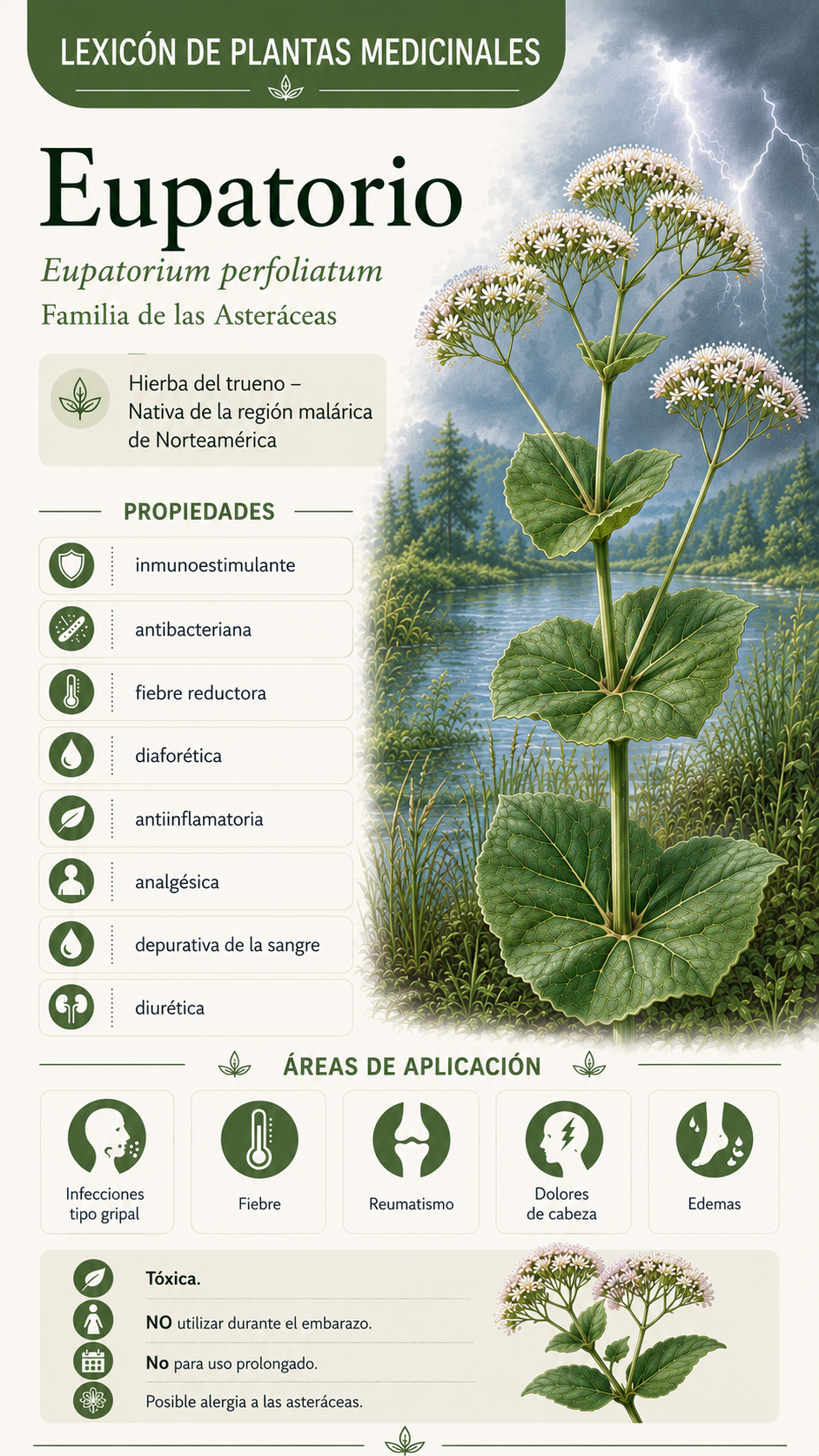 Eupatorio (Eupatorium perfoliatum): propiedades, usos y efectos