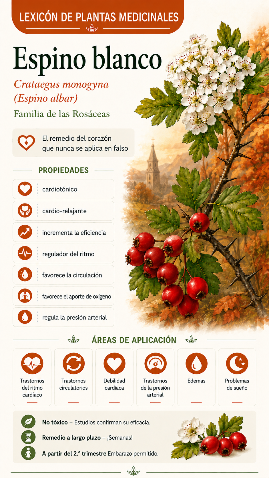 Espino blanco (Crataegus monogyna): propiedades, uso y efectos