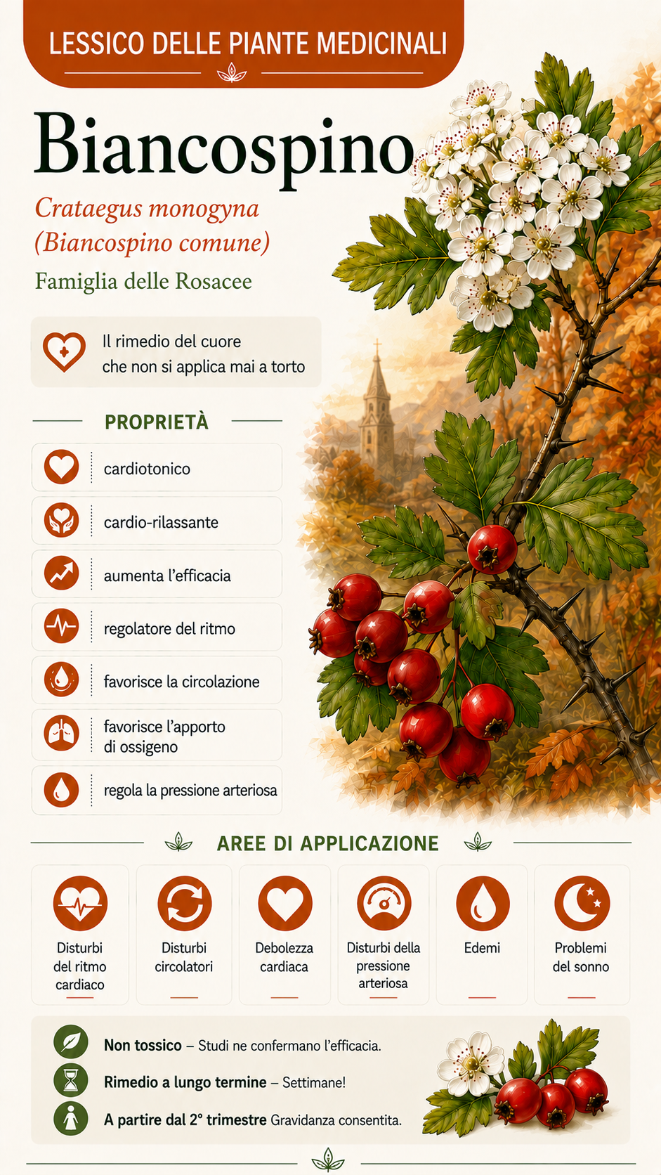 Biancospino (Crataegus monogyna): proprietà, uso ed effetti