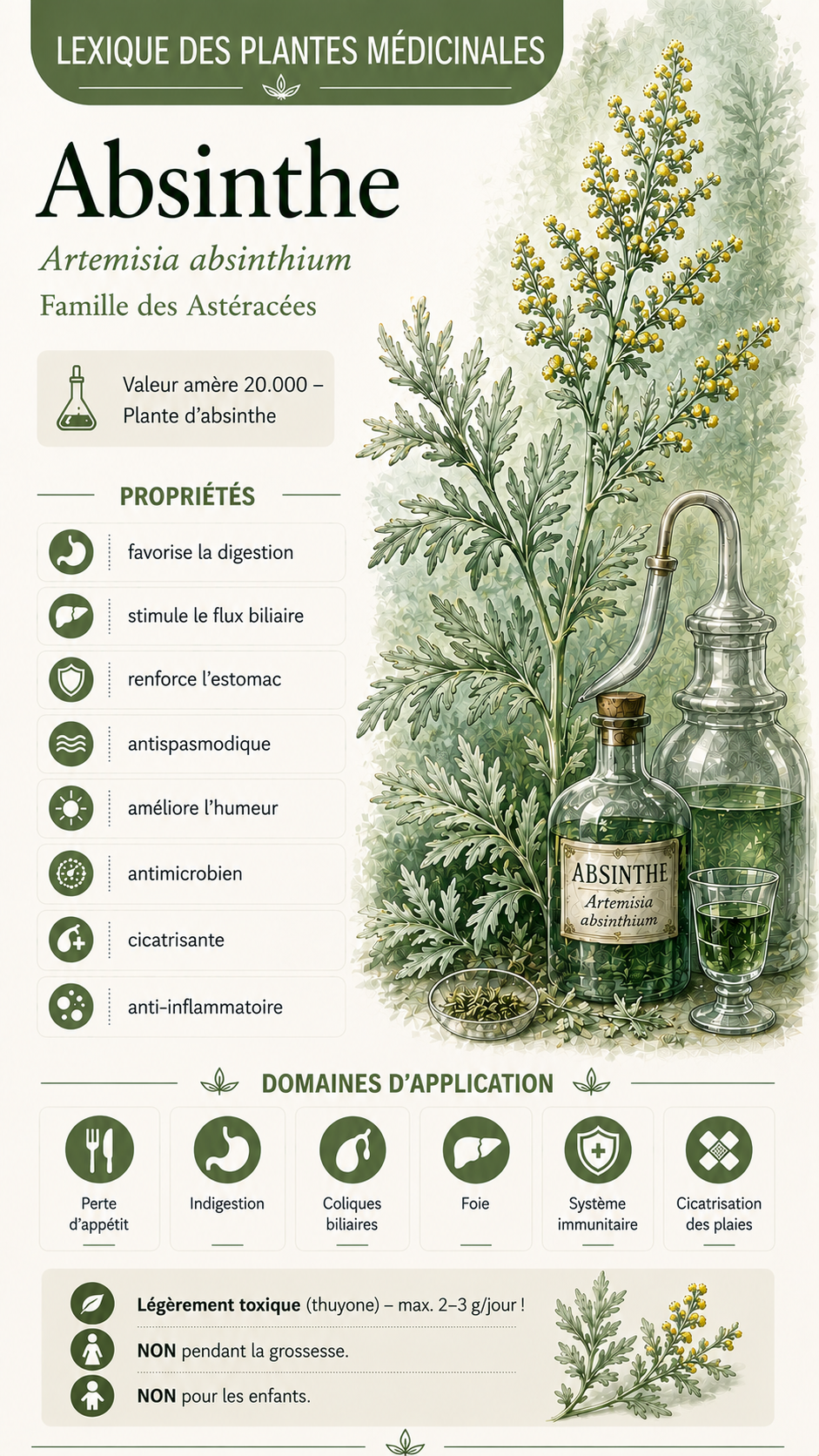 Absinthe (Artemisia absinthium) : propriétés, utilisation et effets