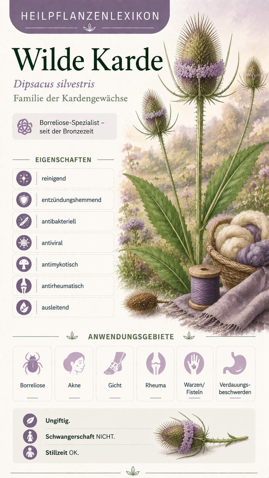 Wilde Karde (Dipsacus silvestris): Eigenschaften, Anwendung & Wirkung