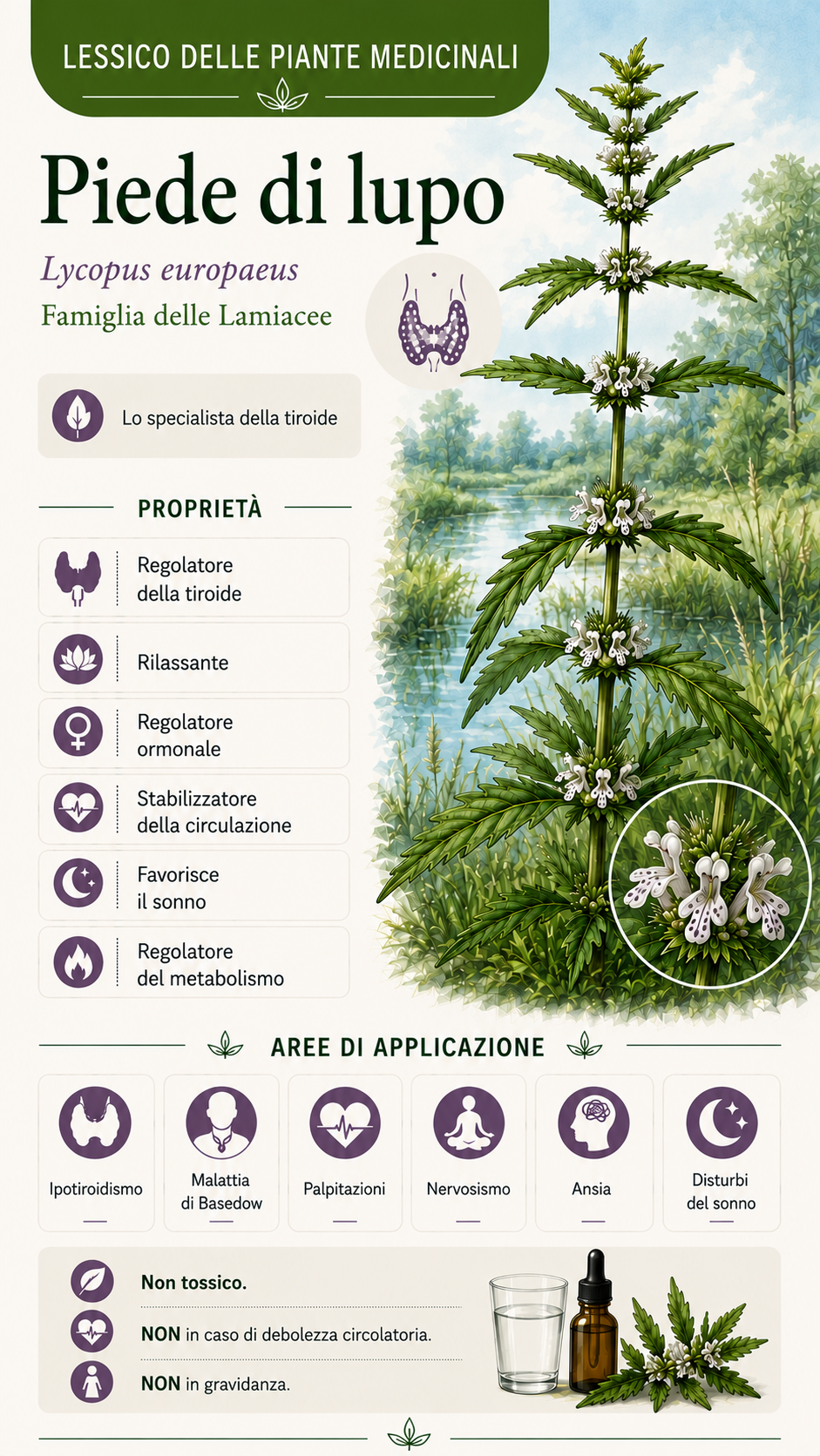 Piede di lupo (Lycopus europaeus): proprietà, uso ed effetti