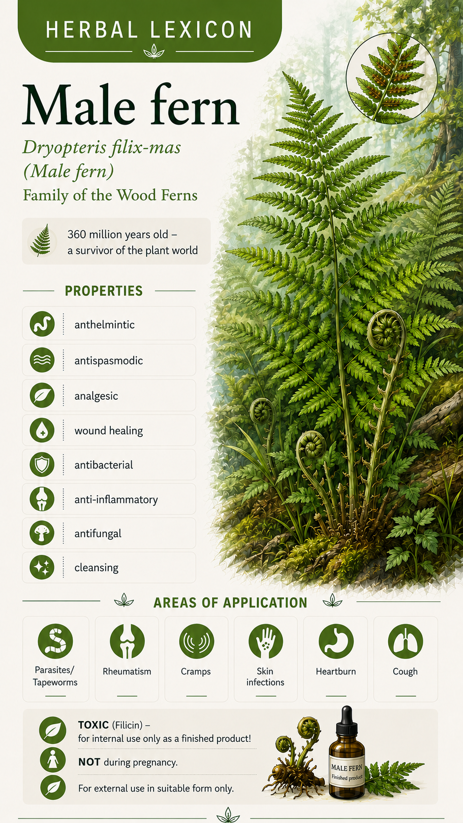 Male Fern (Dryopteris filix-mas): Properties, Uses & Effects