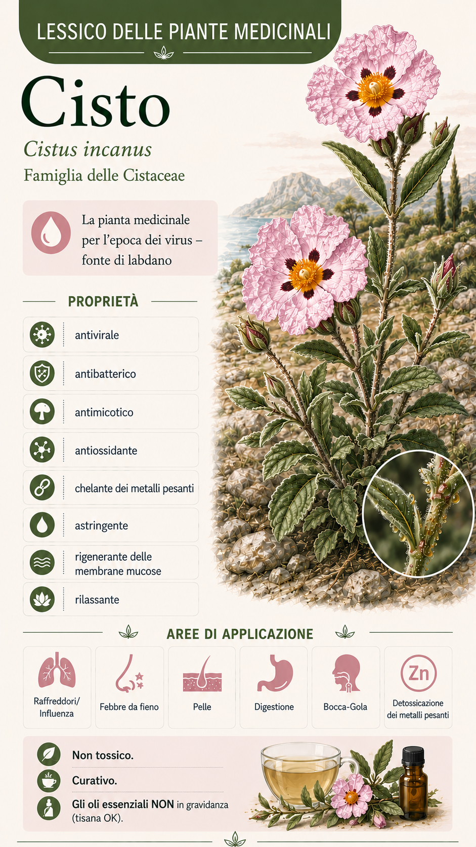 Cisto (Cistus incanus): proprietà, uso ed effetti
