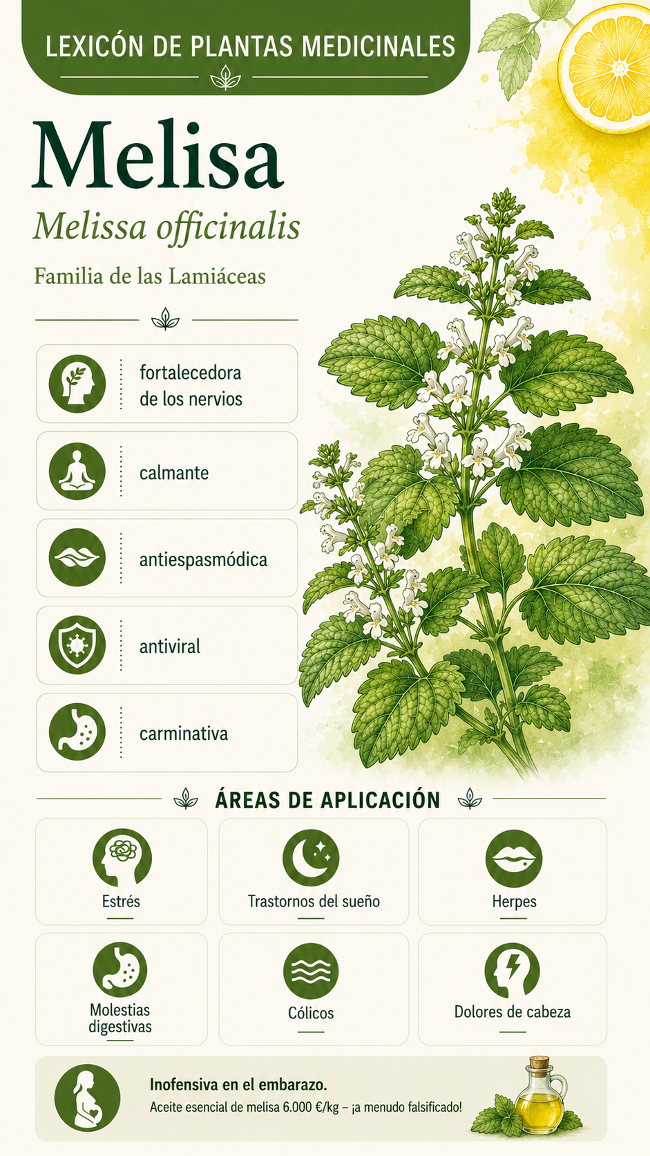 Melisa (Melissa officinalis): propiedades, usos y efectos