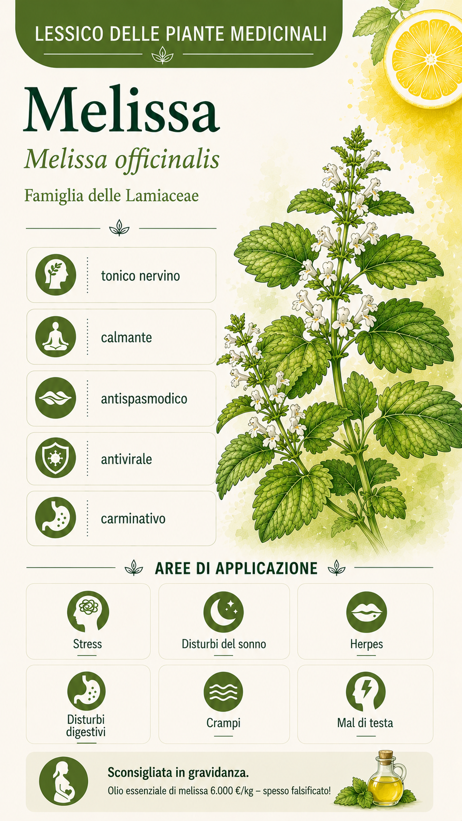 Melissa (Melissa officinalis): proprietà, uso ed effetti