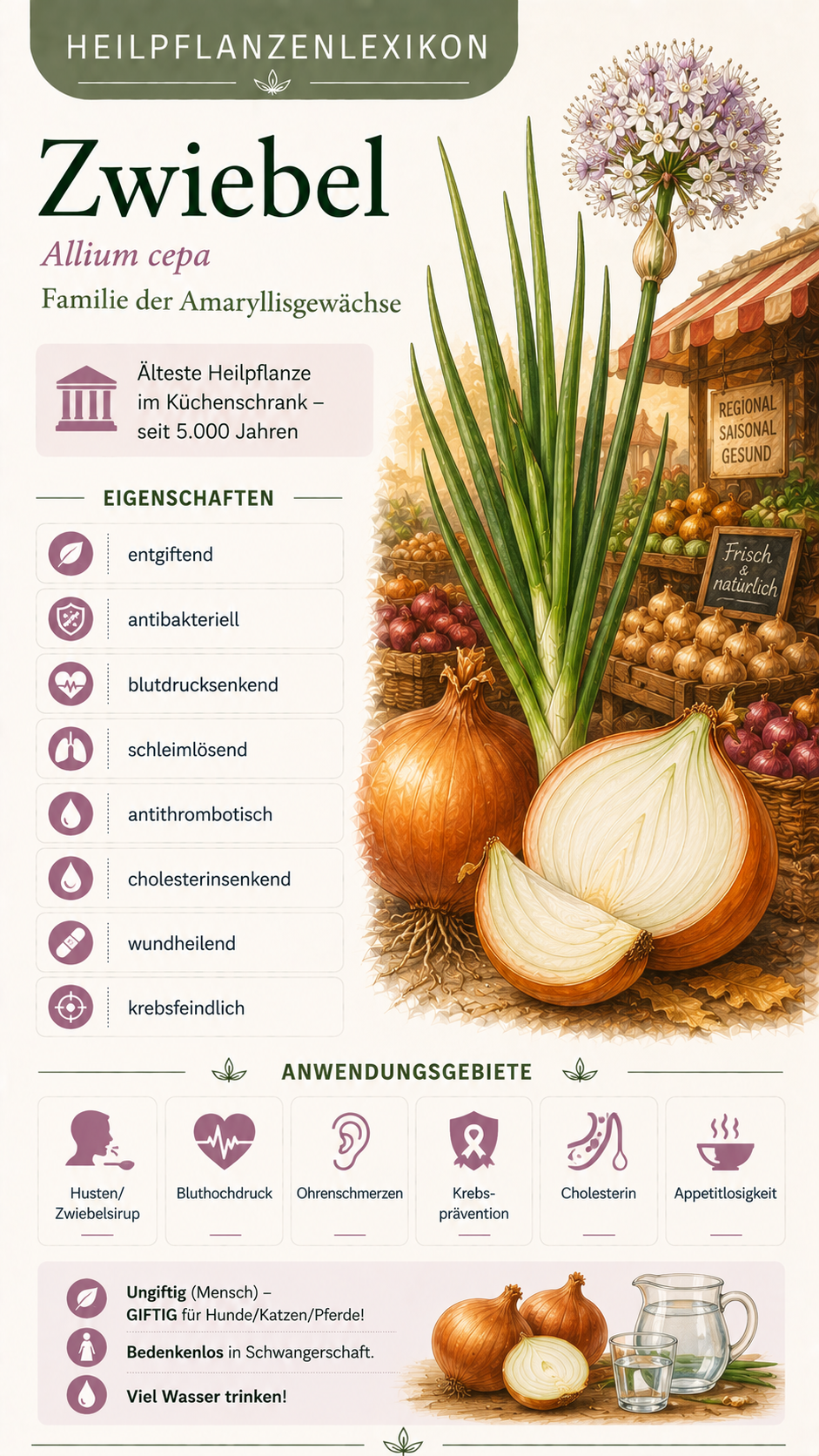 Zwiebel (Allium cepa): Eigenschaften, Anwendung & Wirkung