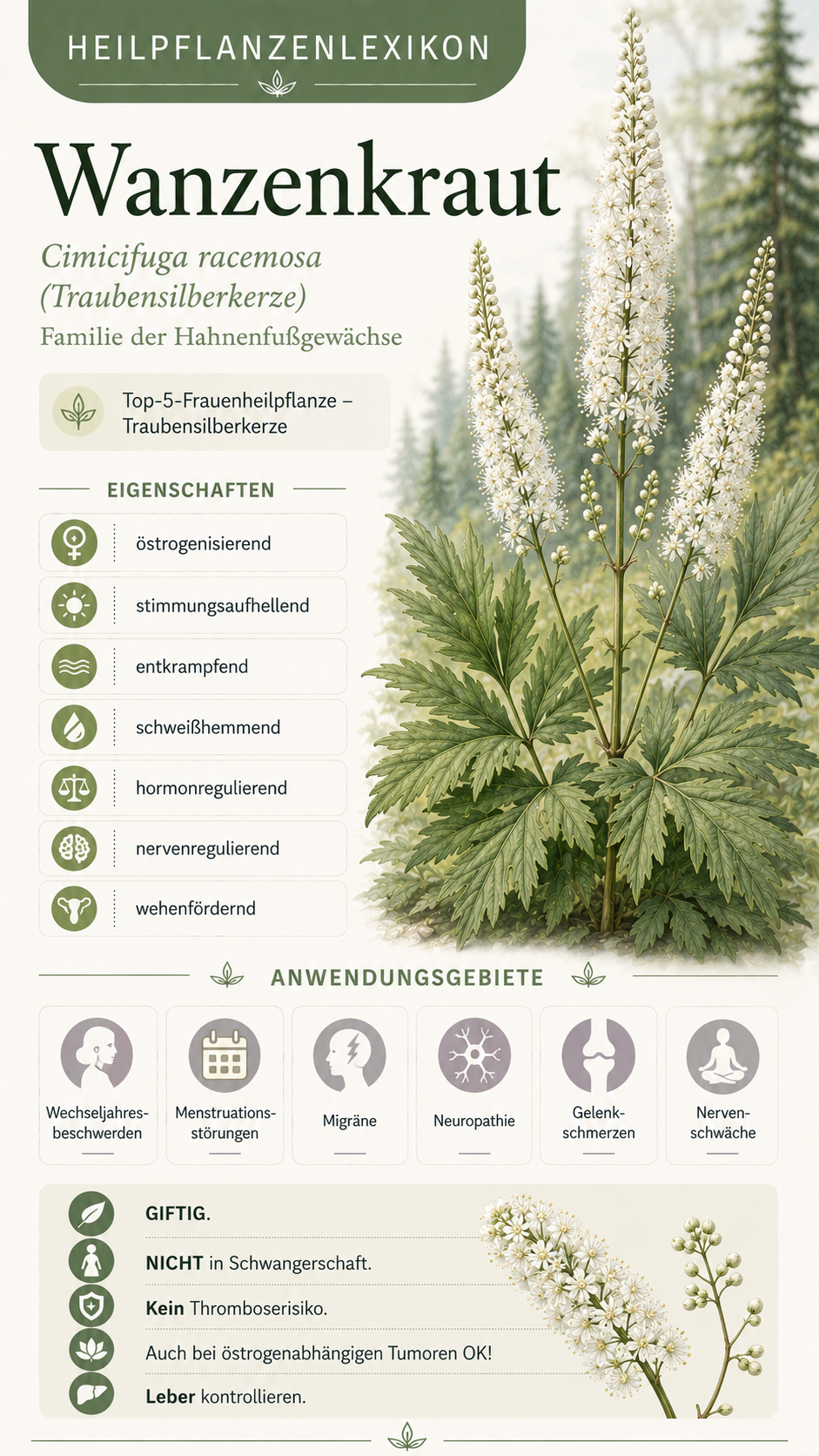 Wanzenkraut (Cimicifuga racemosa): Eigenschaften, Anwendung & Wirkung