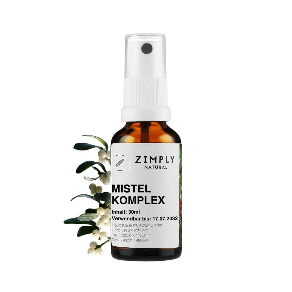 Mistletoe complex as a brown flake with spray head from Zimply Natural with mistletoe in the background